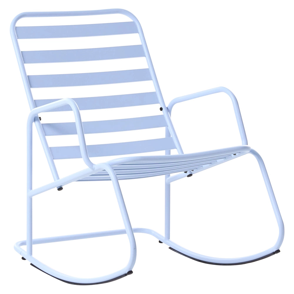 Sedia a dondolo da giardino azzurro alluminio a doghe Design moderno per esterni