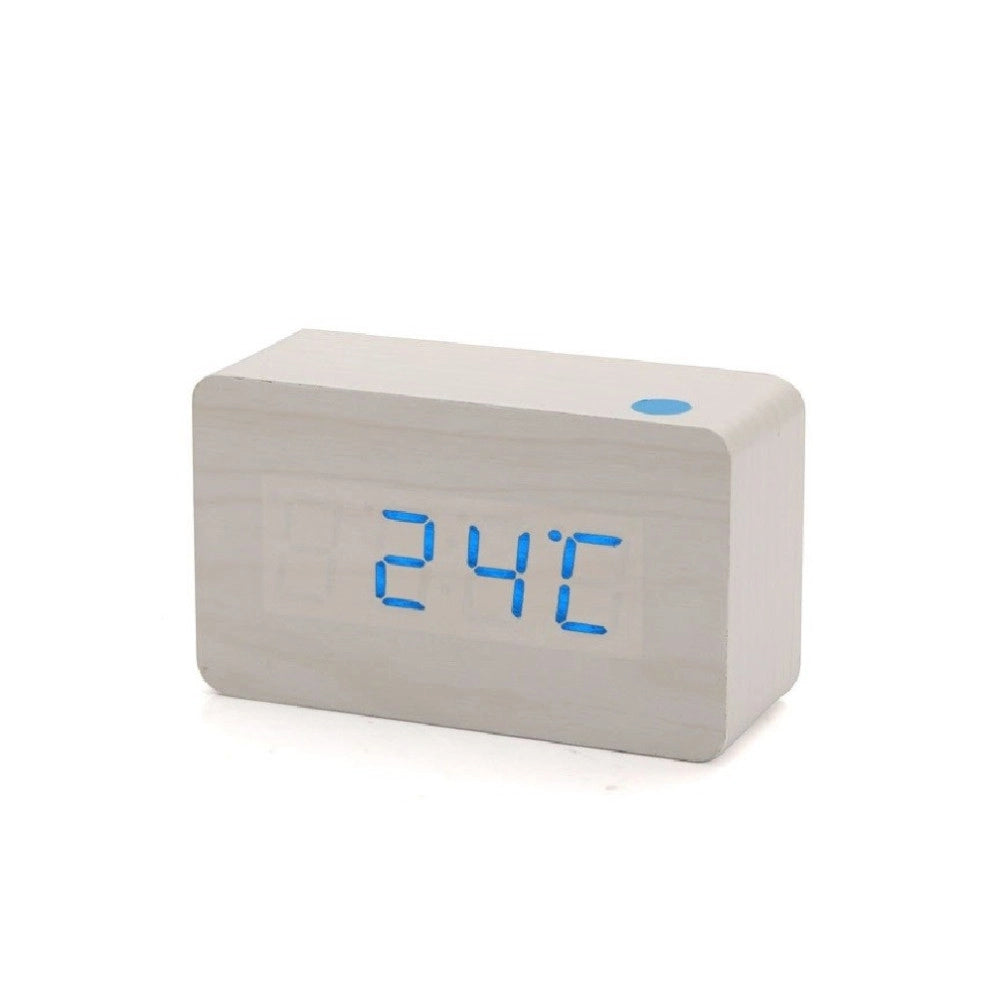 Trade Shop - Orologio Moderno Effetto Legno Wooden Usb/aaa Light Led Digital Alarm Clock -
