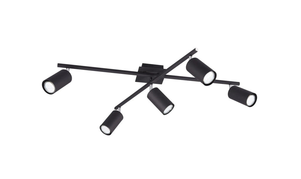 Plafoniera 2 barre 5 spots Marley nero