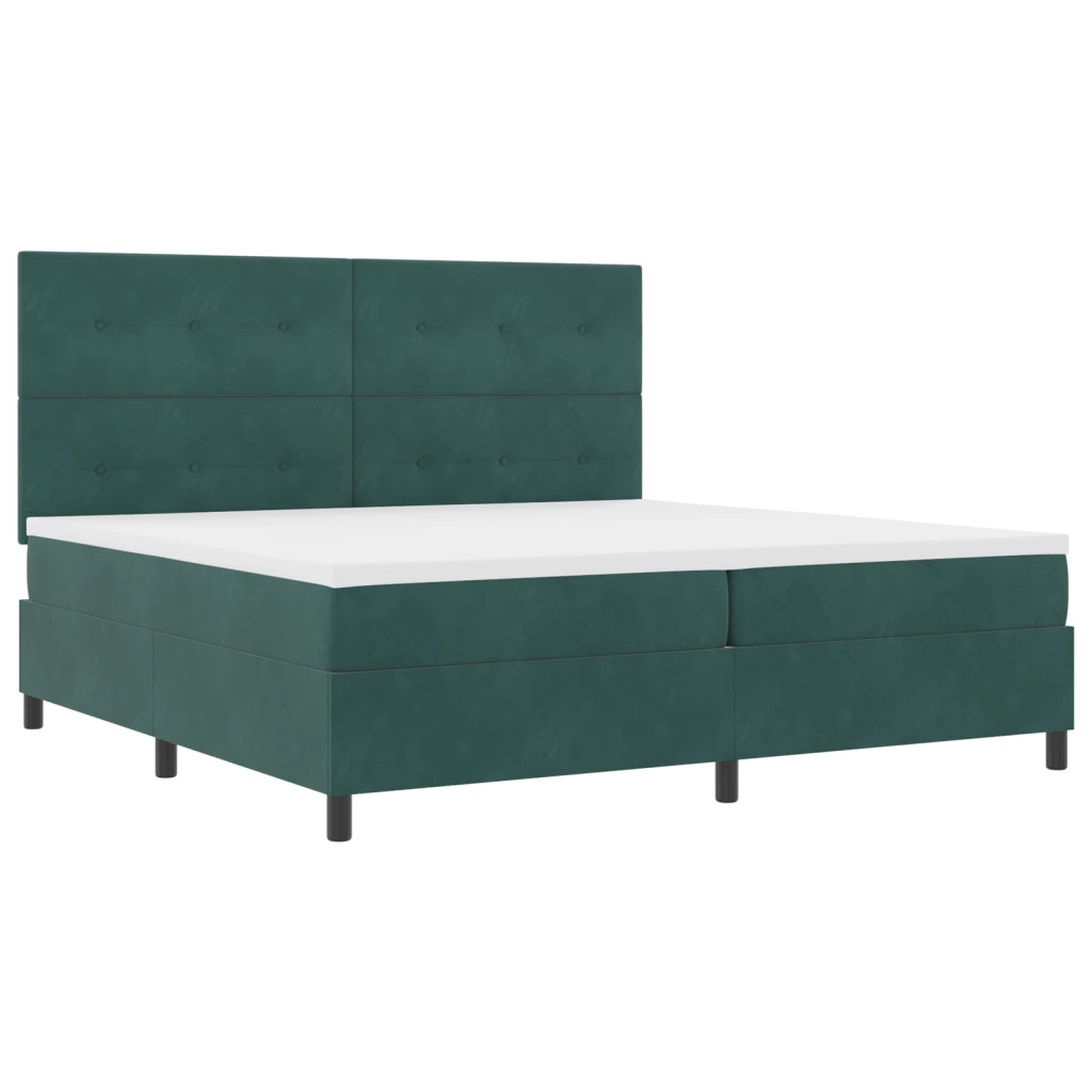 Letto Box Spring con Materasso Verde Scuro 200x200 cm Velluto