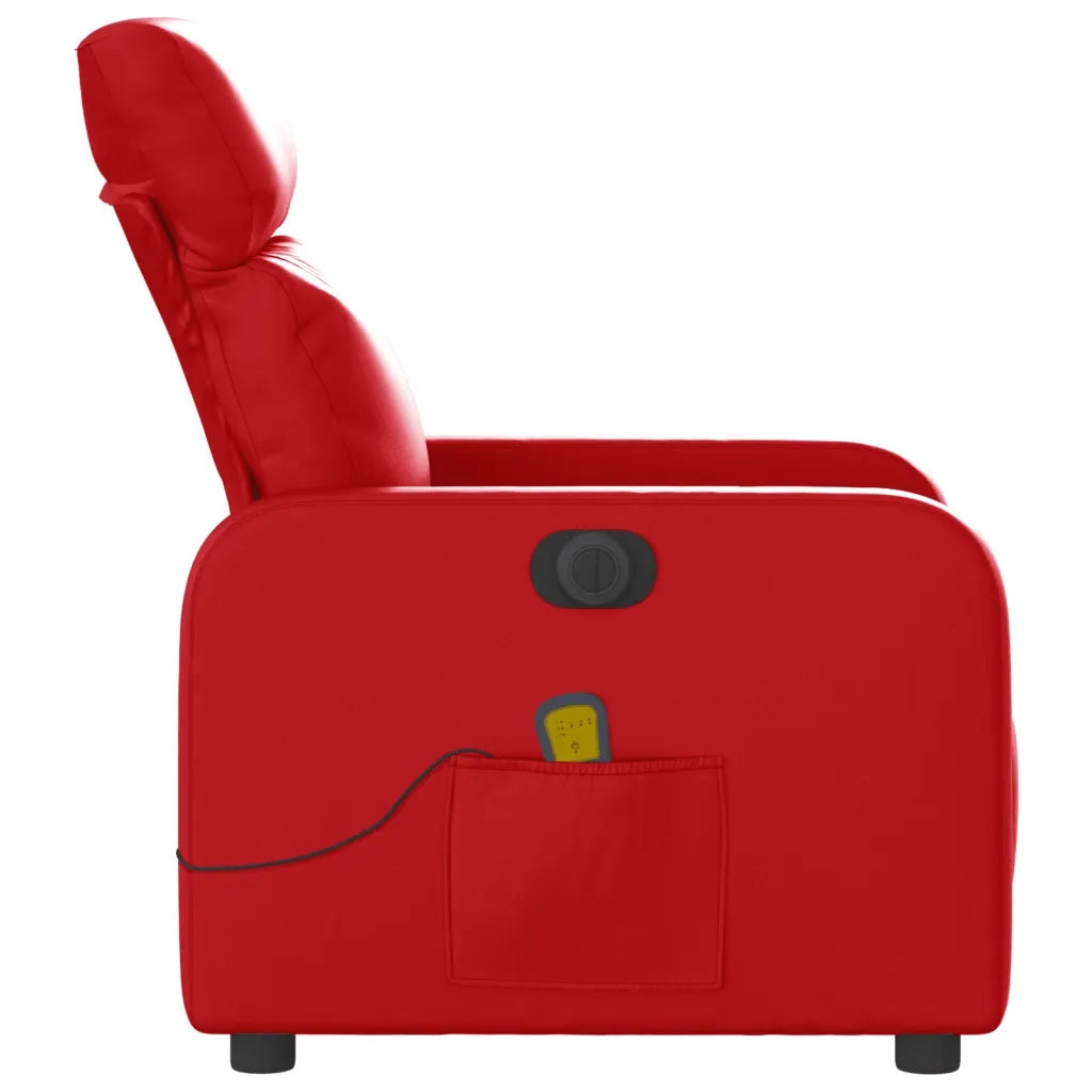 Poltrona Massaggio Elettrica Reclinabile Rosso Similpelle 3206747