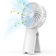 Ventilatore Portatile a Mano con Lunga Durata della Batteria - Ventilatore Personale da Viaggio con Piede Pieghevole - 4 Livelli Regolabili - per Campeggio Fuori Casa Ufficio Casa - Bianco