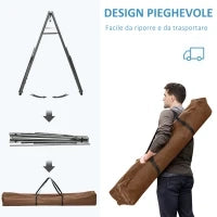 Supporto con Amaca Autoportante Pieghevole in Cotone e Acciaio, 270x100x94cm