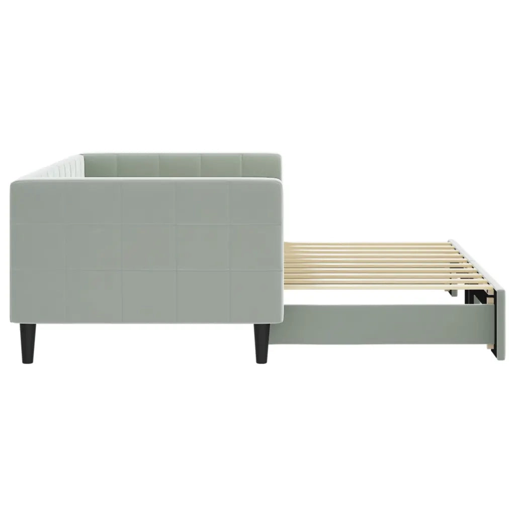 Divano Letto con Letto Estraibile Grigio Chiaro 90x190 Velluto 3196704