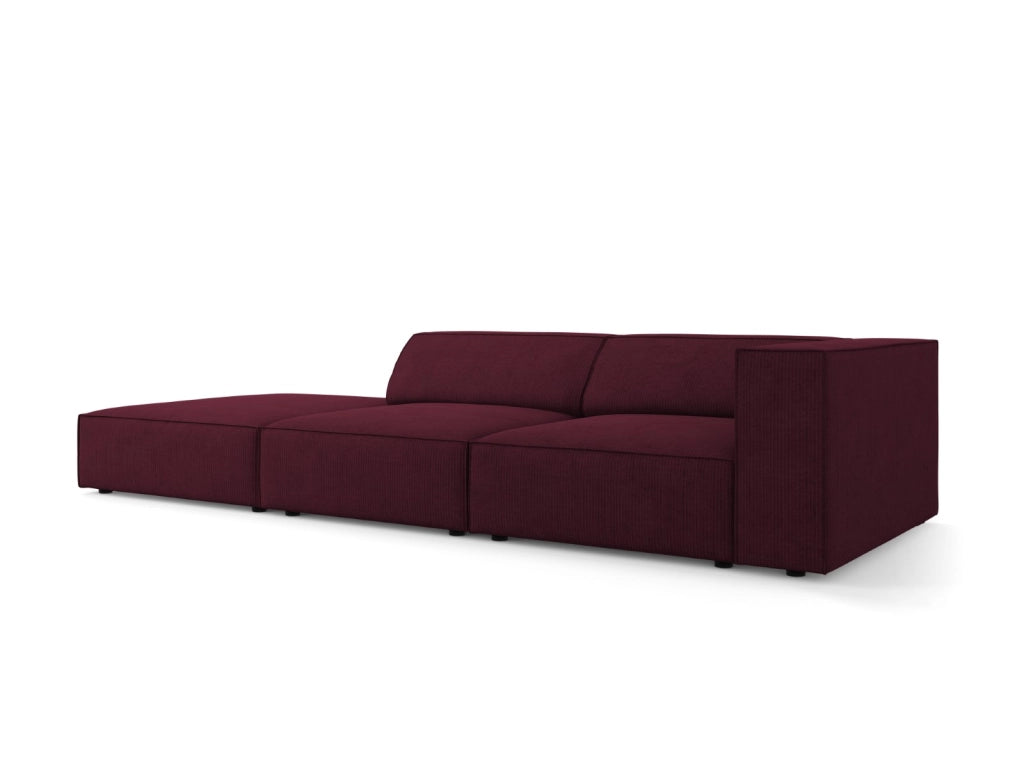 Cosmopolitan Design - Divano sinistro "Arendal" 4 posti in ciniglia con effetto a coste rubino 