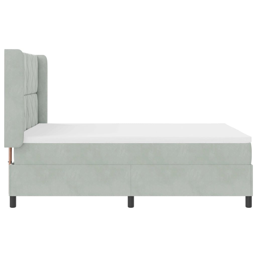 Letto Box Spring con Materasso Grigio Chiaro 140x200 cm Velluto