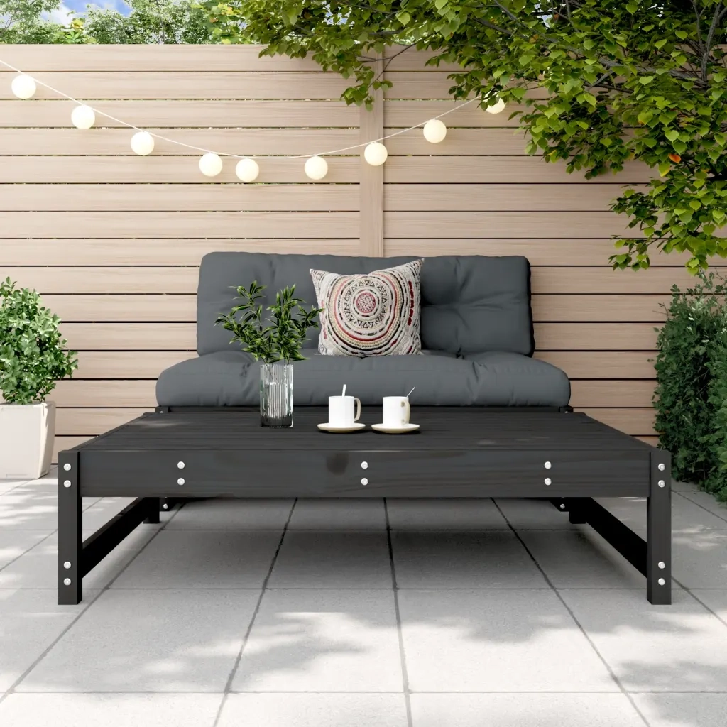 Sedia da giardino-Poggiapiedi da Giardino 120x80 cm Legno Massello di Pino Nero 490137