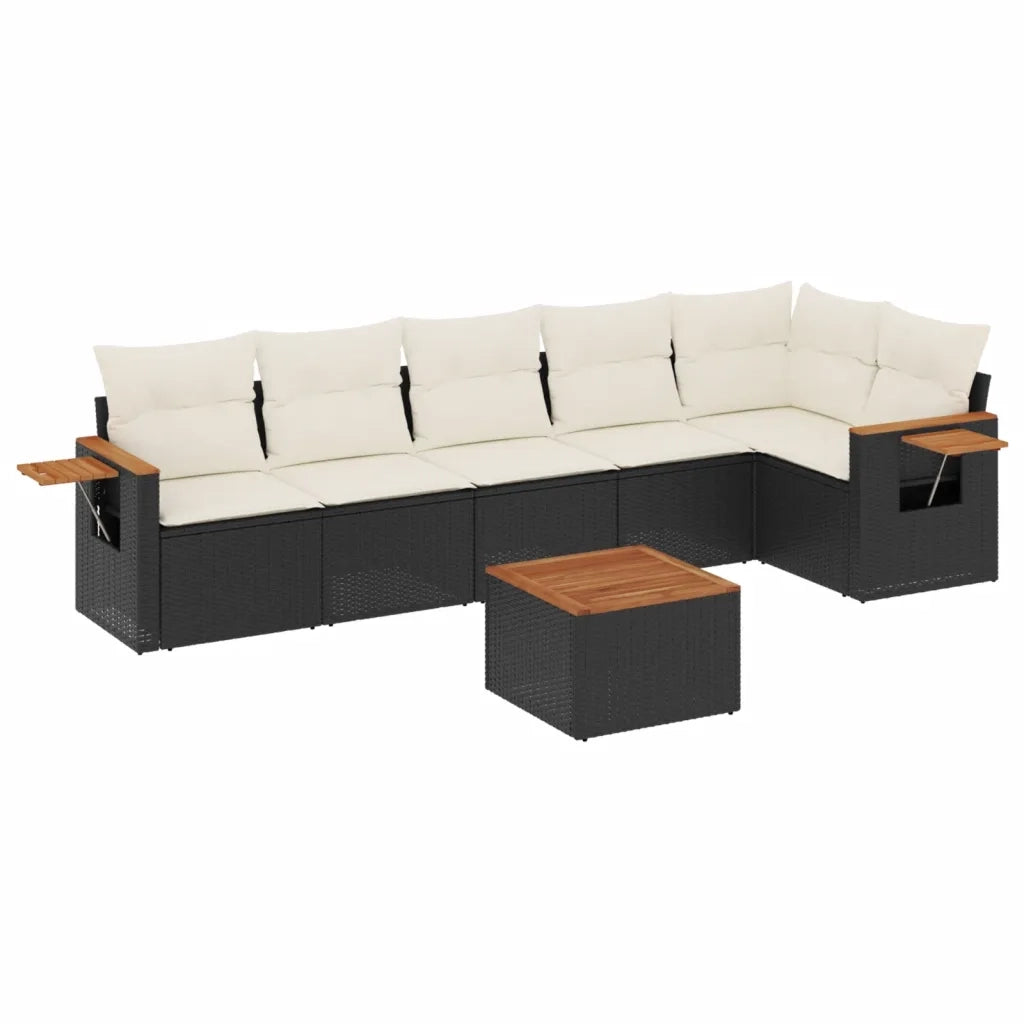 Set Divani da Giardino con Cuscini 7pz Nero Polyrattan 3226833