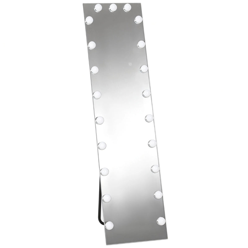 Specchio intero 150x40 cm con LED RGB, 21 lampadine, touch e memoria, vetro temperato