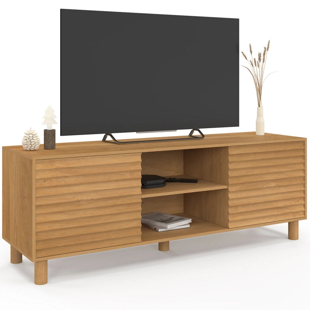 IDMarket - Mobile TV JULIE 140 cm con 2 ante a doghe color rovere