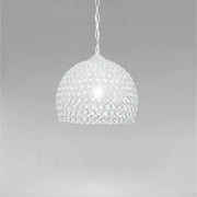 Trade Shop - Lampadario A Sospensione Semi Sfera Argento Cupola Cristalli Incastrati E27 32965 -