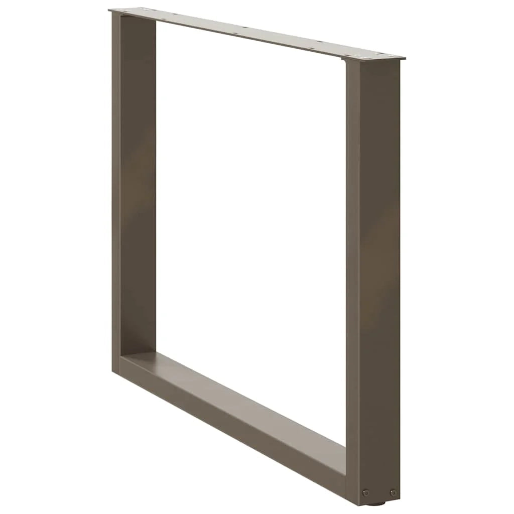 Set di 2 gambe per tavolo da pranzo a forma di U con piedini regolabili 100 x 72-73 cm in acciaio verniciato a polvere naturale 02_0057439