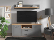 Rotondi, Mobile Porta tv 2 Cassetti, 161x41x66.5h cm Grigio Scuro