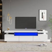 Mobile TV Moderno Lucido con LED a 16 Colori, 3 Cassetti, Apertura Silenziosa e Fluida, 160x39x42 cm, Bianco