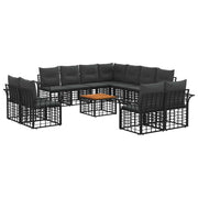 Set di divani da esterno 12 pcs Nero e Grigio scuro Poliestere 3437803