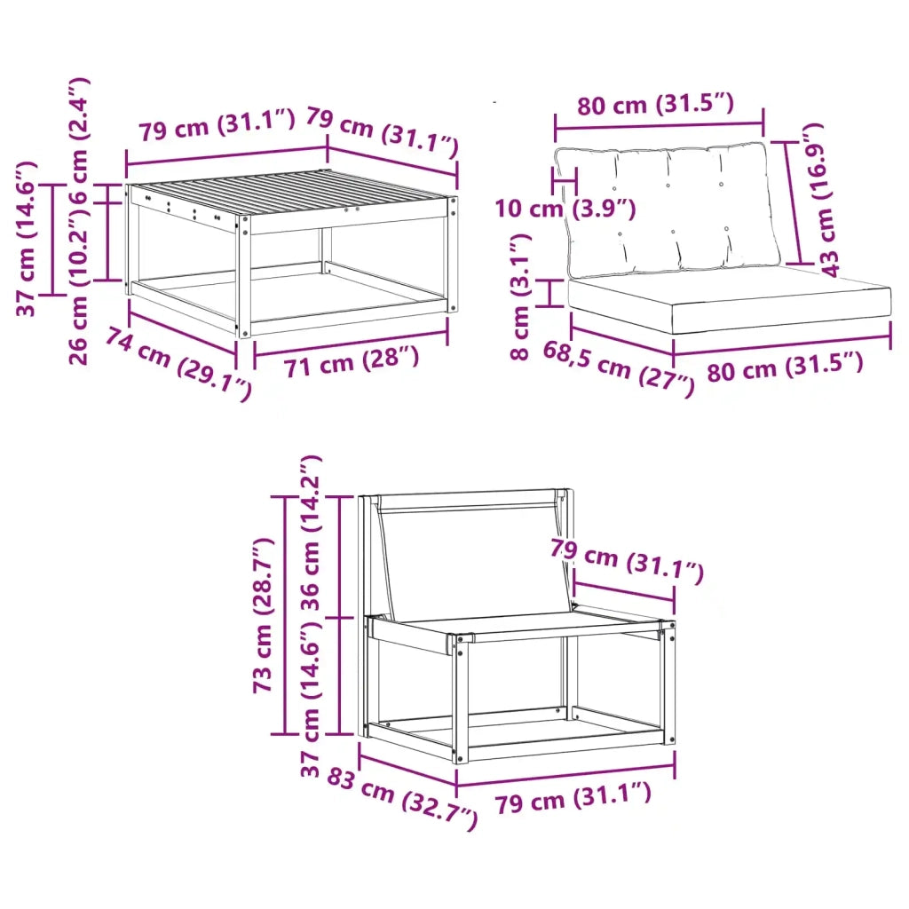 Set di divani da esterno 5 pcs Naturale e Grigio Chiaro 3381227