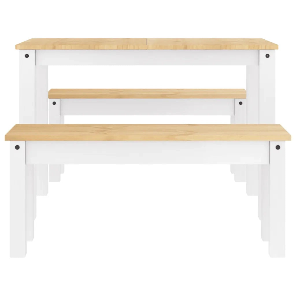 Set da Pranzo 3 pz PANAMA Bianco in Legno Massello di Pino 3345166