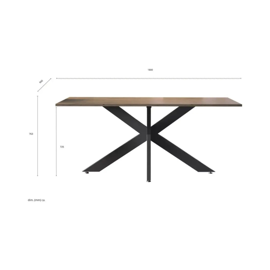 Tavolo da pranzo GWEN – 180 x 90 cm – Legno scuro Mercurio e metallo