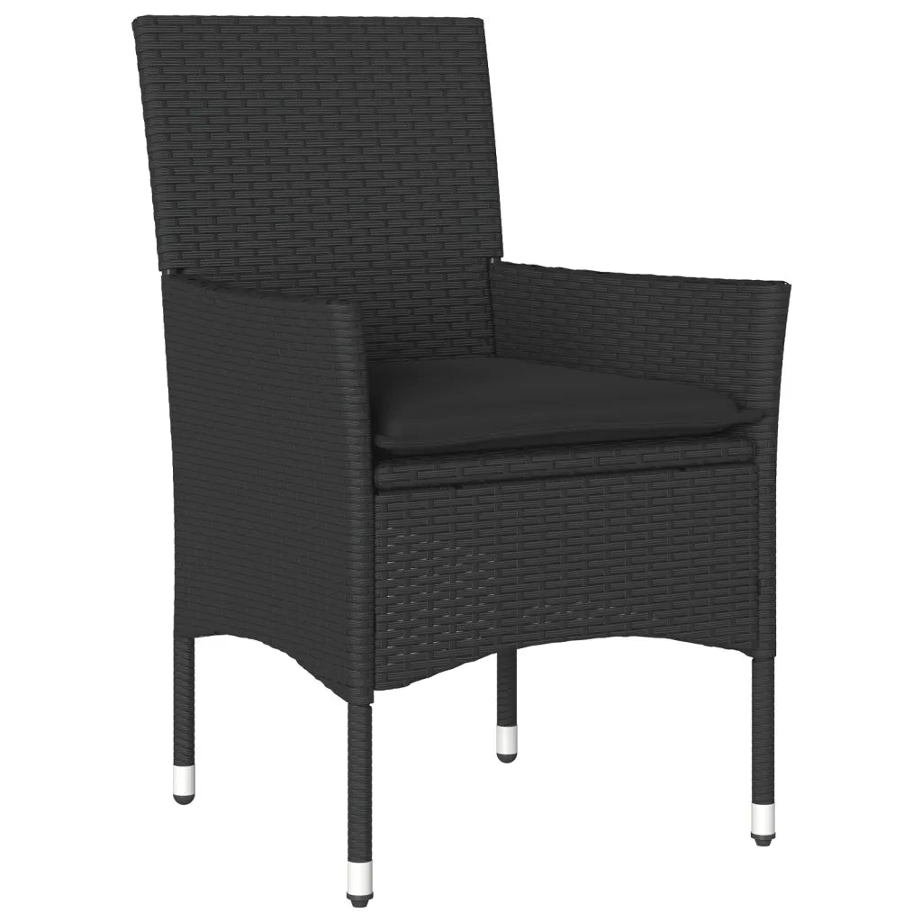 Set Pranzo da Giardino 7 pz Nero con Cuscini Polyrattan Acacia 3278672