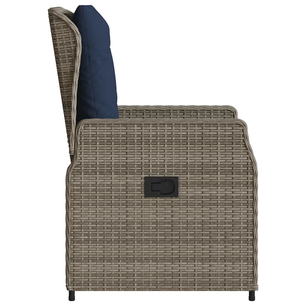 Sedie da giardino reclinabili 2 pz in Polyrattan Grigio 368659
