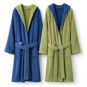 Sefane, Accappatoio 100% Cotone con Cappuccio Reversibile, blu Indaco