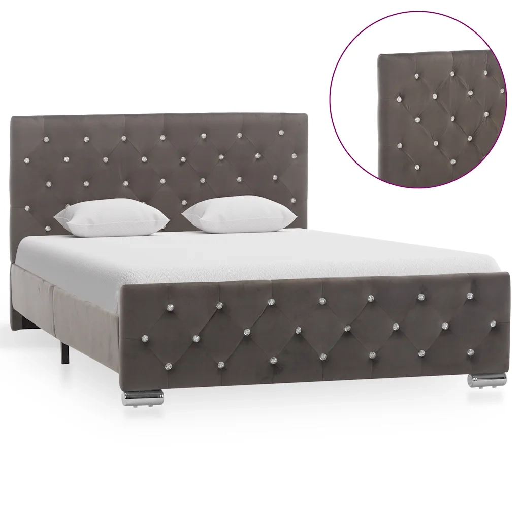 Letto matrimoniale | Letto per adulti | Giroletto Grigio in Tessuto 120x200 cm