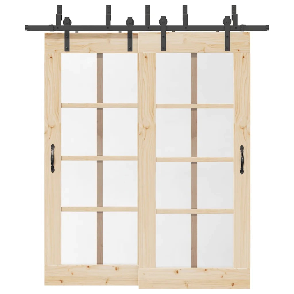 vidaXL Kit di Binari per Porte Scorrevoli 200 cm Acciaio Nero