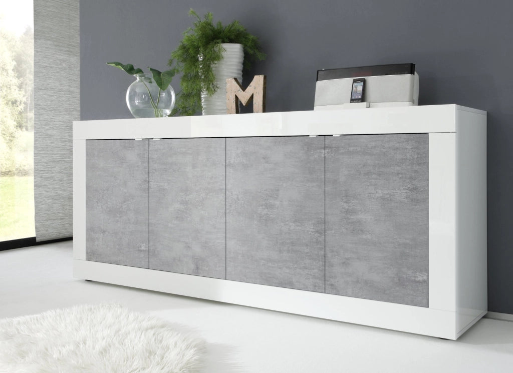 Madia Poli, Credenza 2 Ripiani, 207x43x86h cm Bianco Lucido