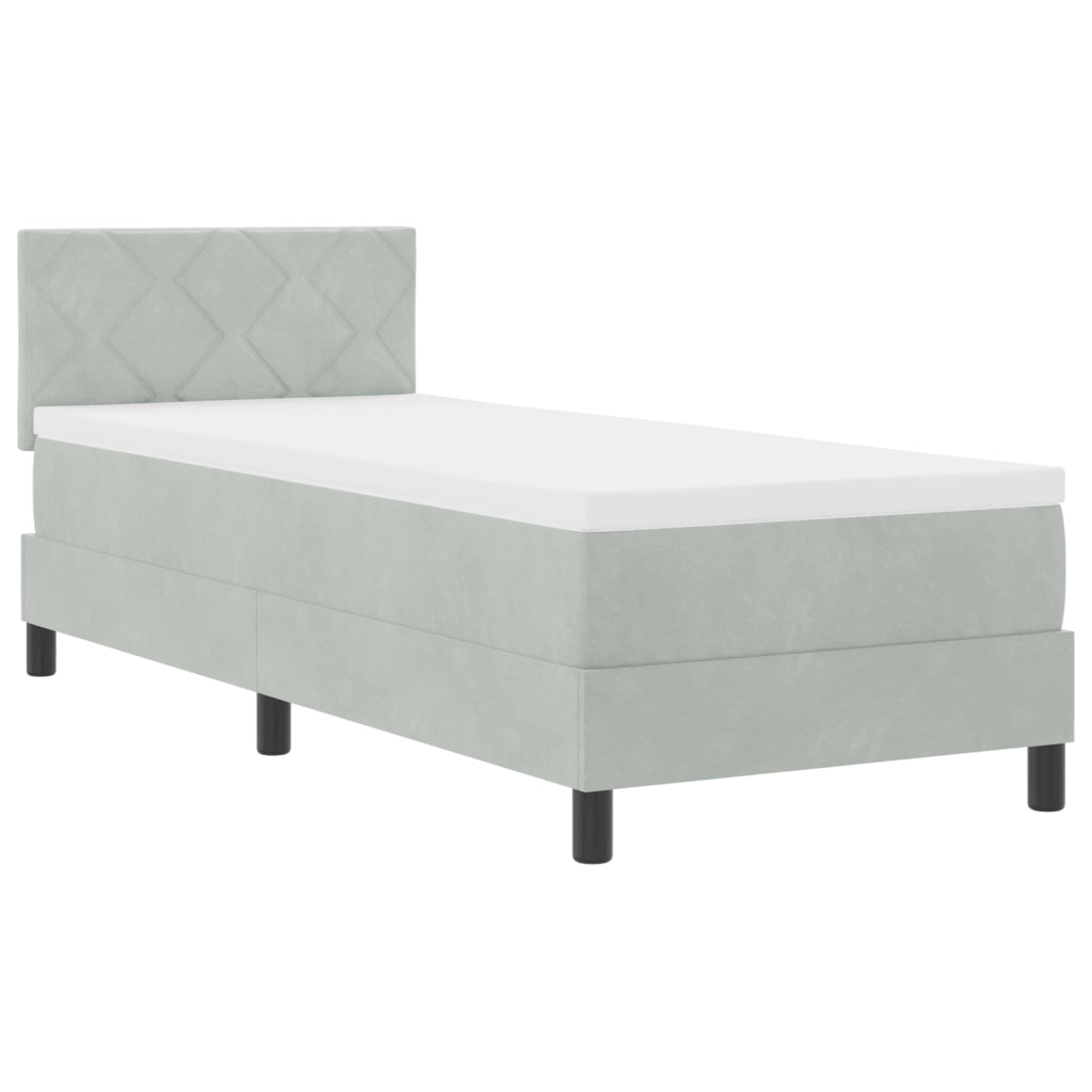 Letto Box Spring con Materasso Grigio Chiaro 80x200 cm Velluto