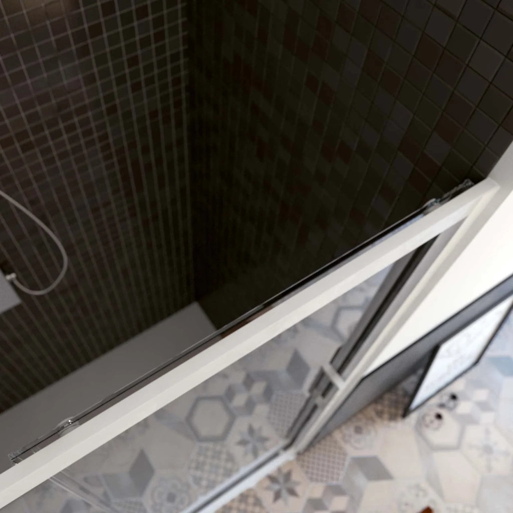 Porta Doccia Nicchia in PVC 160 CM H 200 Vetro Trasparente Profilo Bianco mod. Star 2 Ante