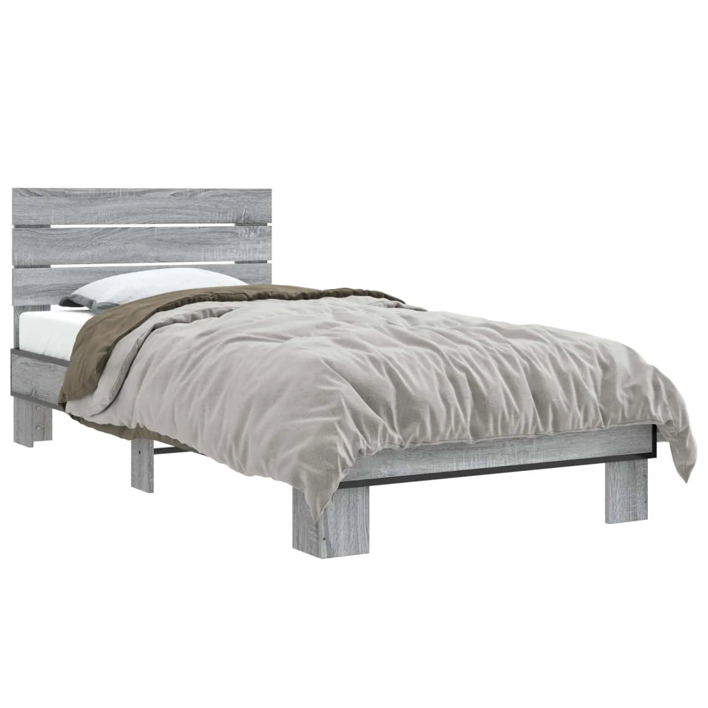 Struttura letto con testata Sonoma grigio 80 x 200 cm