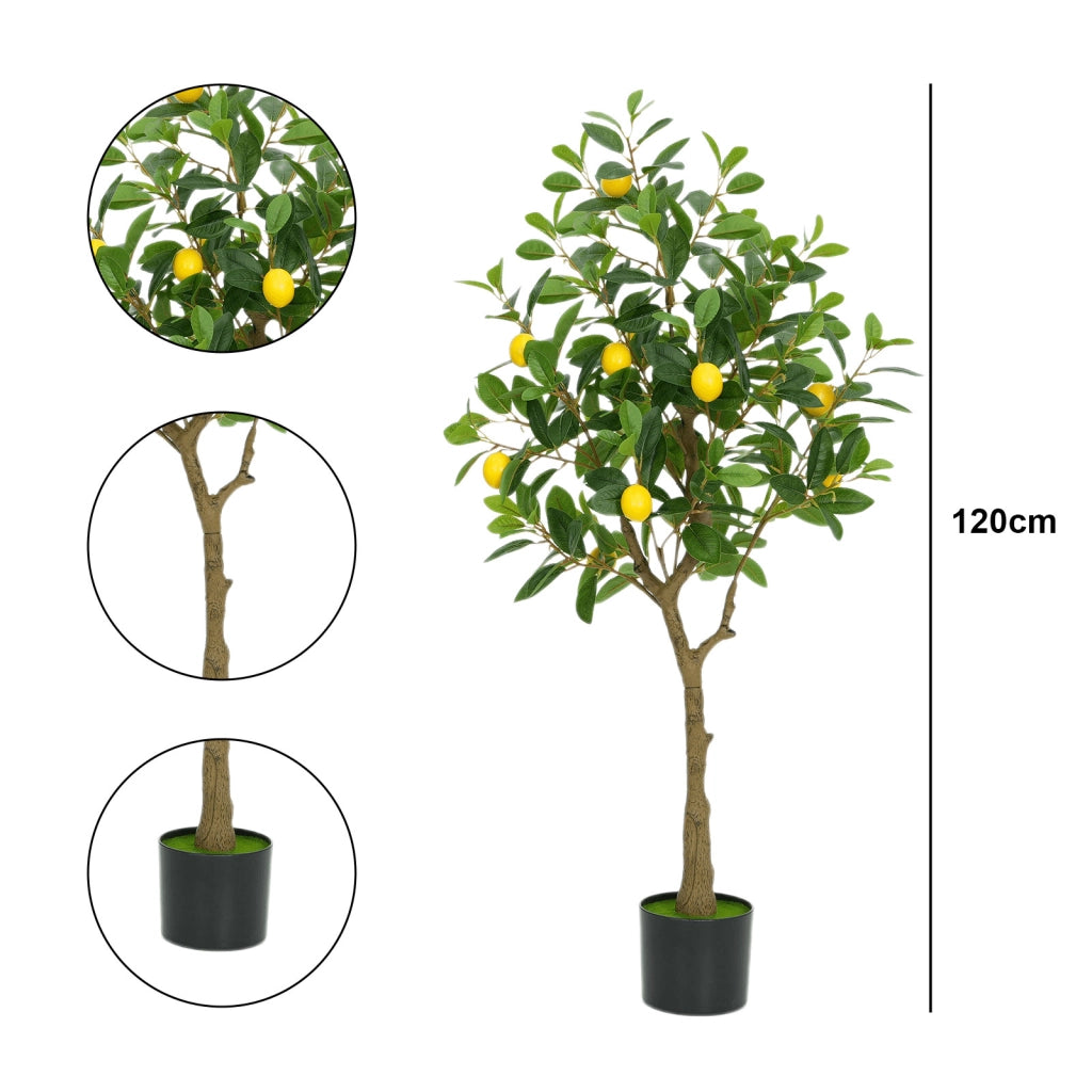 Albero di Limoni Artificiale 120 cm con Frutti Pianta in Vaso per Casa e Balcone