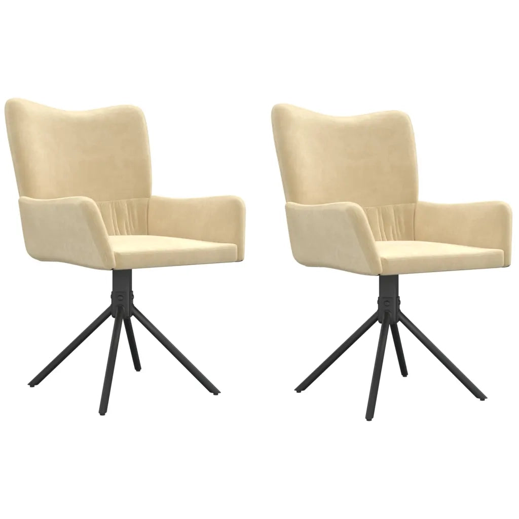 Sedie da Pranzo Girevoli 2 pz Crema in Velluto cod mxl 19302