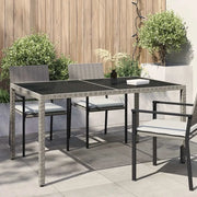 Tavolo Giardino 150x90x75cm Vetro Temperato e Polyrattan Grigio 316708
