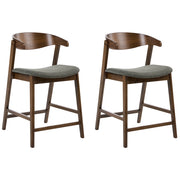 Set di 2 sedie da bar in tessuto di poliestere verde scuro con gambe in legno di gomma stile retrò tradizionale