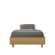 Letto una piazza e mezza con rete imbottito 120x190 tessuto Labirinto 6 giallo Azelia