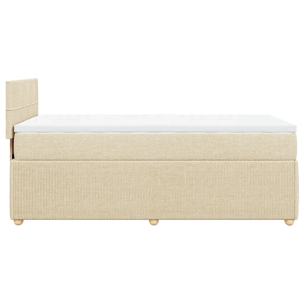 vidaXL Giroletto a Molle con Materasso Crema 100x200 cm in Tessuto