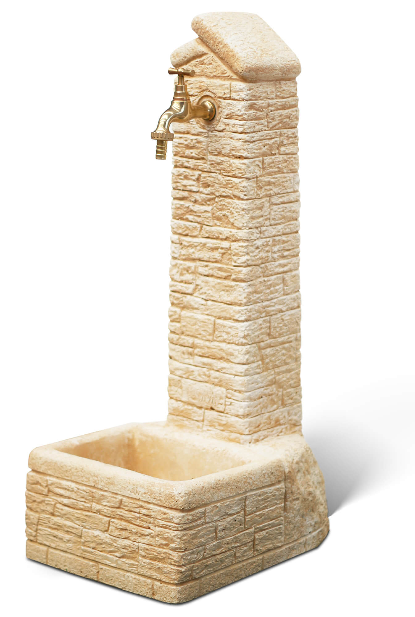 Fontana da Giardino Senza Rubinetto in Cemento Granulato di Marmo Zambla Nocciola