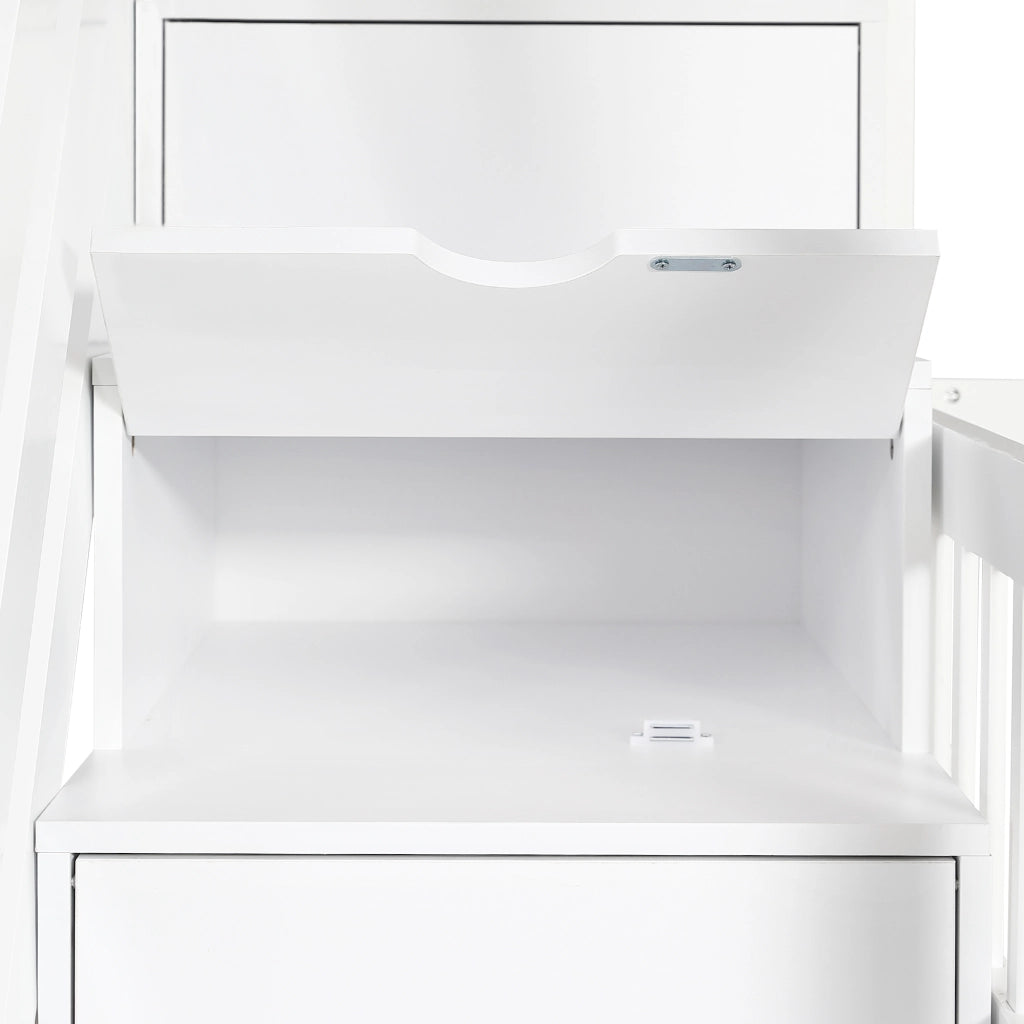 DESMIU Letto a castello bambino 90 × 200 cm con finestre, scala contenitore, 2 cassetti, senza materasso