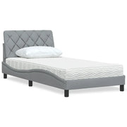 Letto con Materasso Grigio Chiaro 100x200 cm in Tessuto 3310720