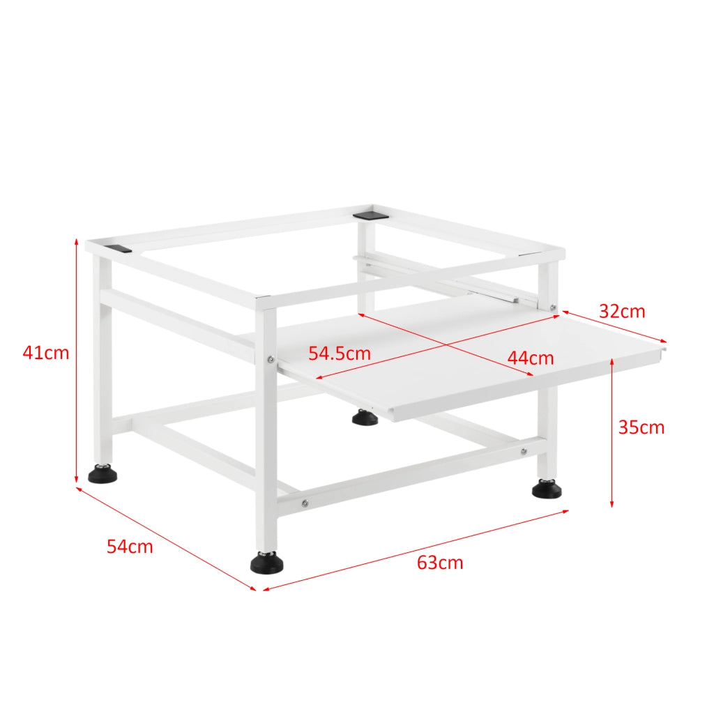Base Supporto per Lavatrice con Ripiano Estraibile 63 x 54 x 41 cm Carico max. 150 kg - Bianco [en.casa]