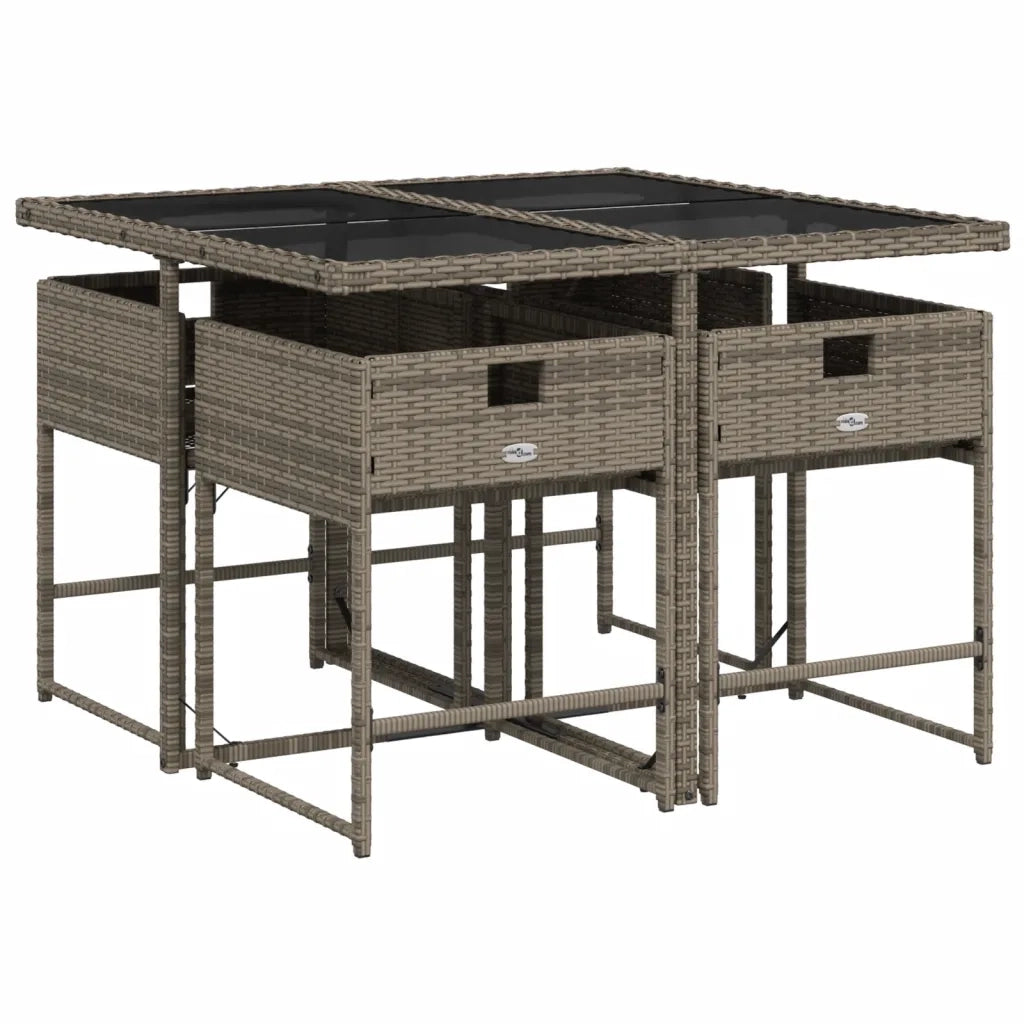 Set da Pranzo da Giardino 5 pz con Cuscini in Polyrattan Grigio 3278029