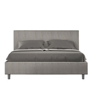 Letto Matrimoniale 160x190 cm con Rete e Contenitore Giroletto con Alzata Comoda Imbottito in Tessuto Labirinto Adele