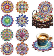 Pittura con Diamanti per Adulti - Set di 8 Supporti Antiscivolo per Mandala con Alloggiamento, Kit di Ricamo per Decorazione DIY