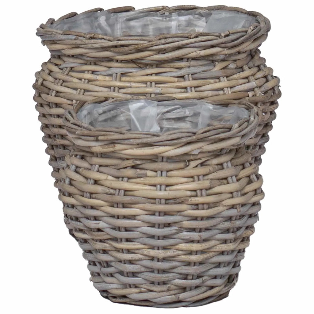 Cesto per Piante con archiviazione 2 pcs Grigio Rattan Lacak