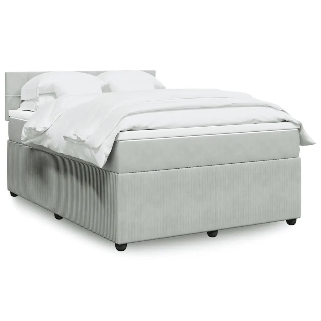 Giroletto a Molle con Materasso Grigio Chiaro 140x190cm Velluto 3290034