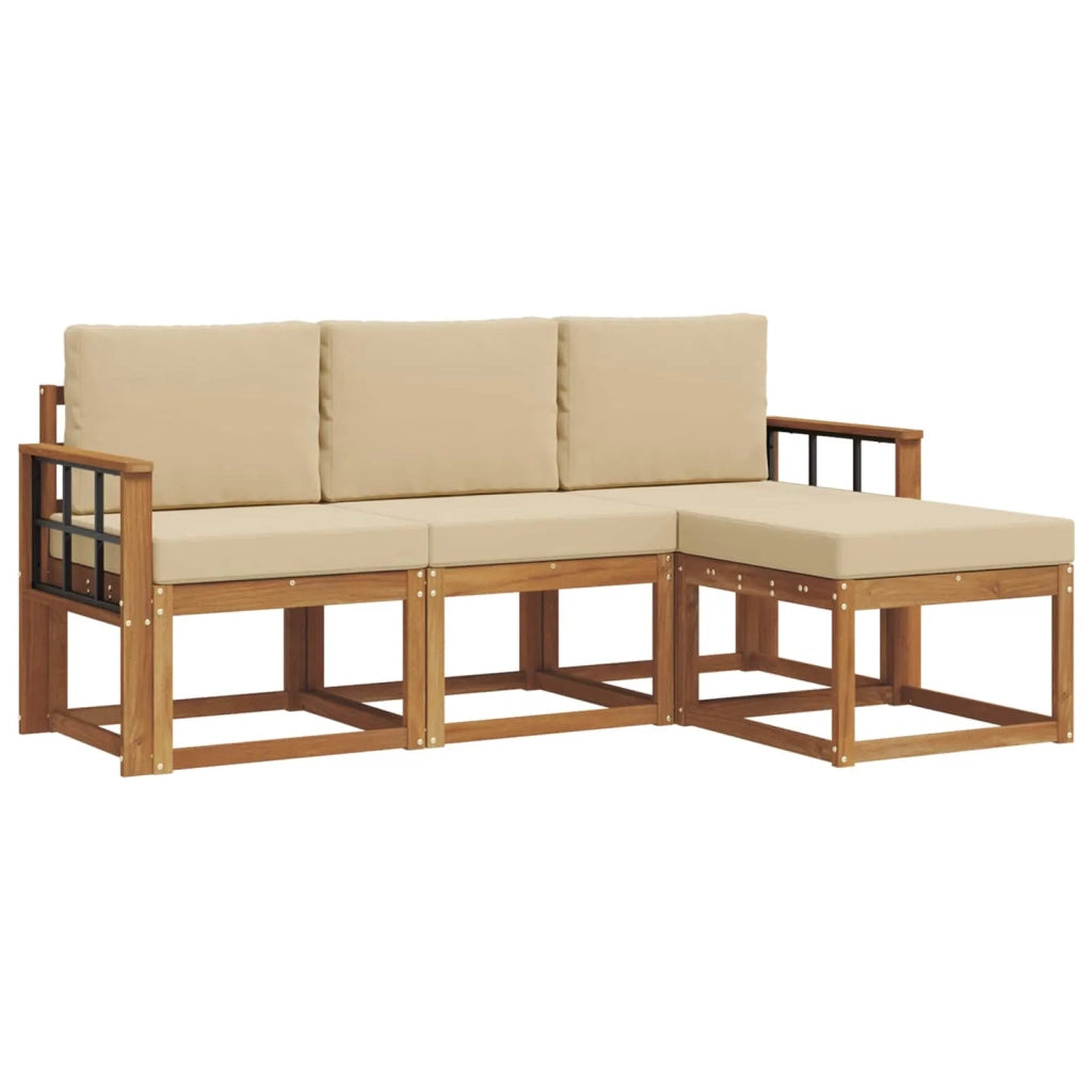 Set di divani da esterno con cuscino 4 pcs Naturale e Beige