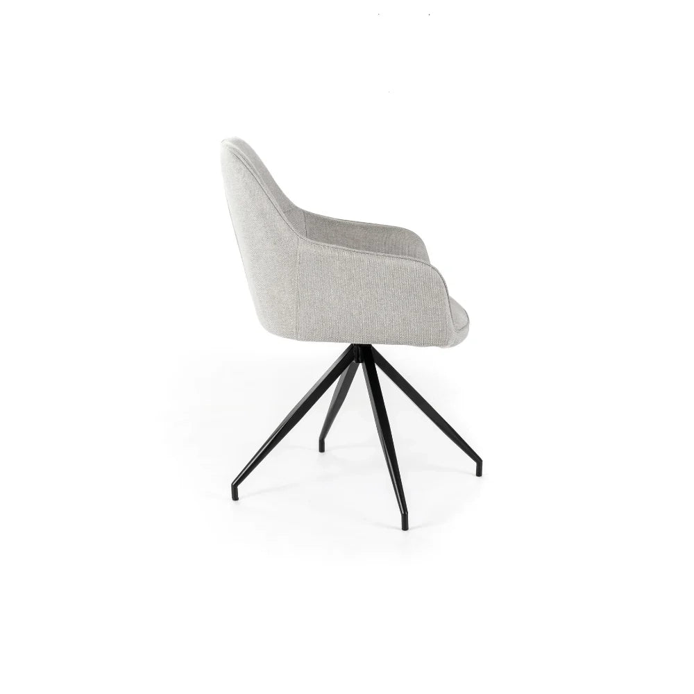 Set di 2 sedie da pranzo imbottite in tessuto grigio chiaro Celeste con struttura in metallo facili da pulire | Duzzle