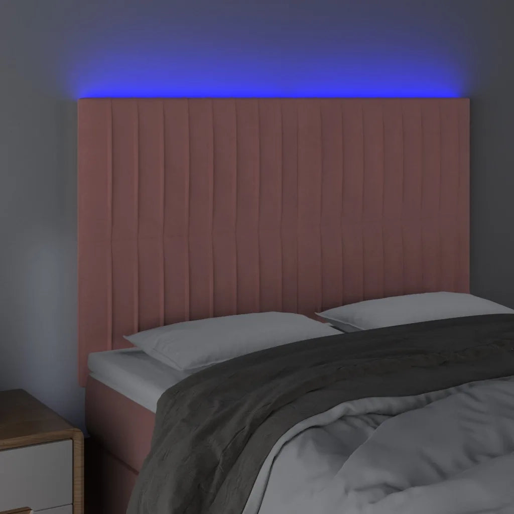 Testiera a LED-Testata con LED Rosa 144x5x118/128 cm in Velluto 761239