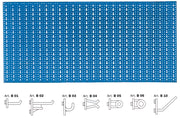 PANNELLO PORTAUTENSILI CON GANCI  cm. 100x50 - Blu